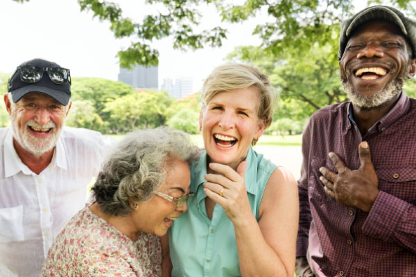 Happy elderly person enjoying life
